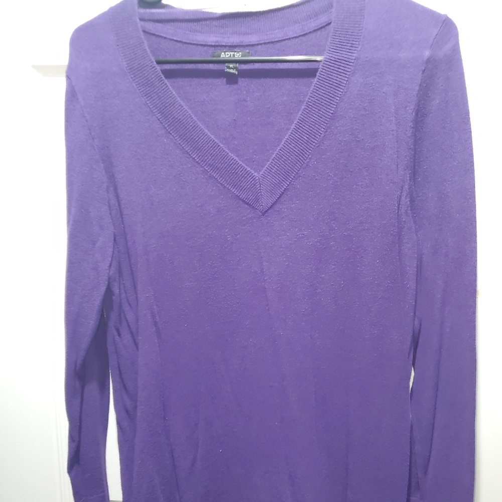 V-neck purple sweater